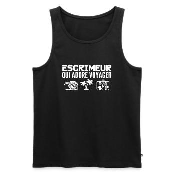 Voyageurs & Escrimeurs : Passion & Découverte - Débardeur bio Premium Homme - noir - Devant - Michal (187cm)