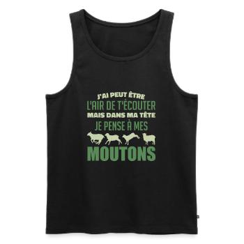 I think of my sheep - Men's Premium Organic Tank Top - black - Front - AI Model Male 178 light (178cm)