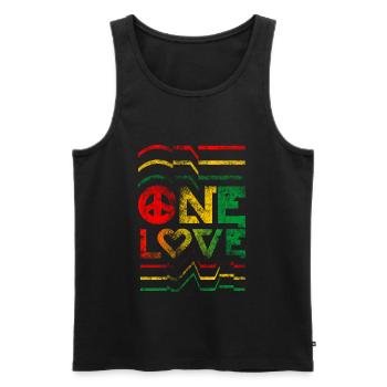 un amour reggae t-shirt en détresse rouge jaune vert - Débardeur bio Premium Homme - noir - Devant - AI Model Male 178 light (178cm)
