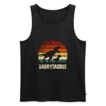 DADDYSAURUS - Männer Premium Bio Tank Top - Schwarz - Vorne - Michal (187cm)