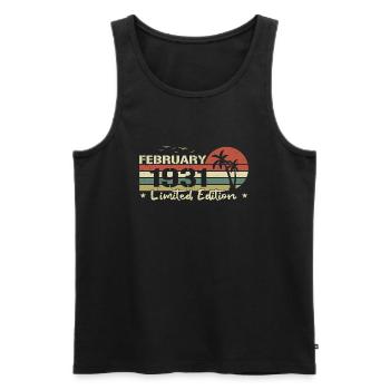 February Vintage 93rd Birthday Born 1931 Vibe - Men's Premium Organic Tank Top - black - Front - AI Model Male 178 light (178cm)