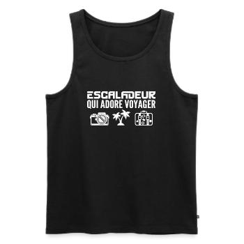 Voyageurs & Escaladeurs : Passion & Découverte - Débardeur bio Premium Homme - noir - Devant - Michal (187cm)