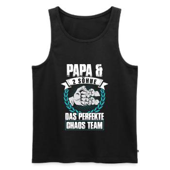 Papa 2 Söhne Das Perfekte Chaos Team - Männer Premium Bio Tank Top - Schwarz - Vorne - Michal (187cm)