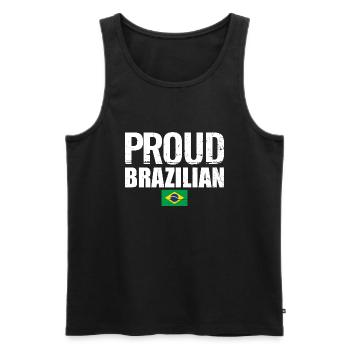 Fier drapeau brésilien brésilien du Brésil - Débardeur bio Premium Homme - noir - Devant - AI Model Male 178 light (178cm)