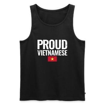 Fier Vietnam Vietnam Drapeau Vietnamien - Débardeur bio Premium Homme - noir - Devant - AI Model Male 178 light (178cm)