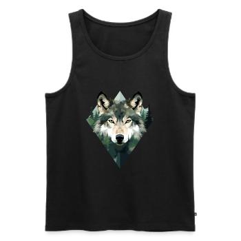 Forêt de loups Montagnes Loups Nature Animaux - Débardeur bio Premium Homme - noir - Devant - AI Model Male 178 light (178cm)