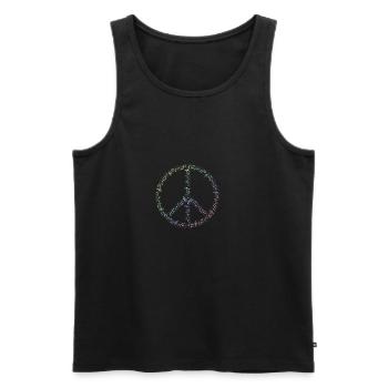 Musique hippie | Peace Amour des années 60 | Cadeau - Débardeur bio Premium Homme - noir - Devant - AI Model Male 178 light (178cm)