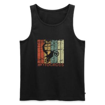 Motocross retro - dirtbike, motorcycle, biker - Men's Premium Organic Tank Top - black - Front - Michal (187cm)