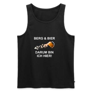 Berg und Bier Darum bin ich hier - Klettern - Männer Premium Bio Tank Top - Schwarz - Vorne - Michal (187cm)