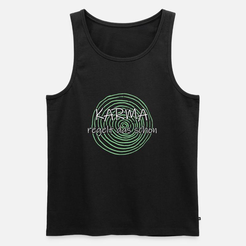 Karma regelt das schon - Männer Premium Bio Tank Top - Schwarz