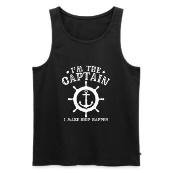 Ich bin der Kapitän, ich lasse das Schiff geschehen - Männer Premium Bio Tank Top - Schwarz - Vorne - Michal (187cm)