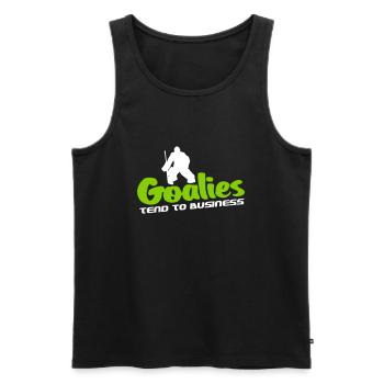 Goalies Tend To Business - Men's Premium Organic Tank Top - black - Front - AI Model Male 178 light (178cm)