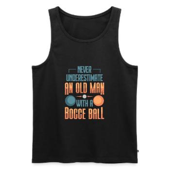 Old Man Bocce Player Funny Sport Oldies Gift - Men's Premium Organic Tank Top - black - Front - AI Model Male 178 light (178cm)