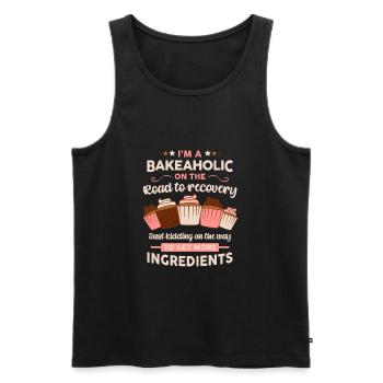 Baker Pâtissier Chef Cuisinier drôle bakéholic dire - Débardeur bio Premium Homme - noir - Devant - Michal (187cm)