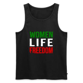 Women life freedom - Débardeur bio Premium Homme - noir - Devant - AI Model Male 178 light (178cm)
