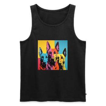 Berger Belge - POP ART - Débardeur bio Premium Homme - noir - Devant - AI Model Male 178 light (178cm)