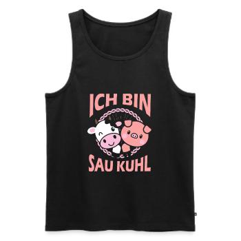 Je suis Sau Kuhl | Agriculteur porcin - Débardeur bio Premium Homme - noir - Devant - Michal (187cm)