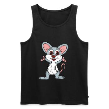 Retro Vintage Grunge Style Maus - Männer Premium Bio Tank Top - Schwarz - Vorne - Michal (187cm)
