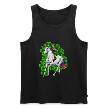 Leprechaun Reitet Einhorn Happy St. Patrick's Day - Männer Premium Bio Tank Top - Schwarz - Vorne - AI Model Male 178 light (178cm)