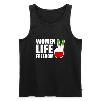 Women life freedom - Débardeur bio Premium Homme - noir - Devant - AI Model Male 178 light (178cm)