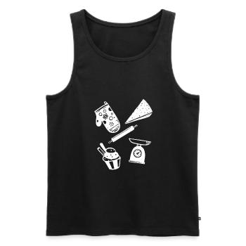 Baking with utensils white - Men's Premium Organic Tank Top - black - Front - AI Model Male 178 light (178cm)