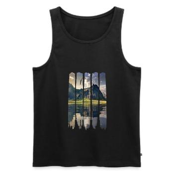 Lake Adler Mountains - Men's Premium Organic Tank Top - black - Front - AI Model Male 178 light (178cm)