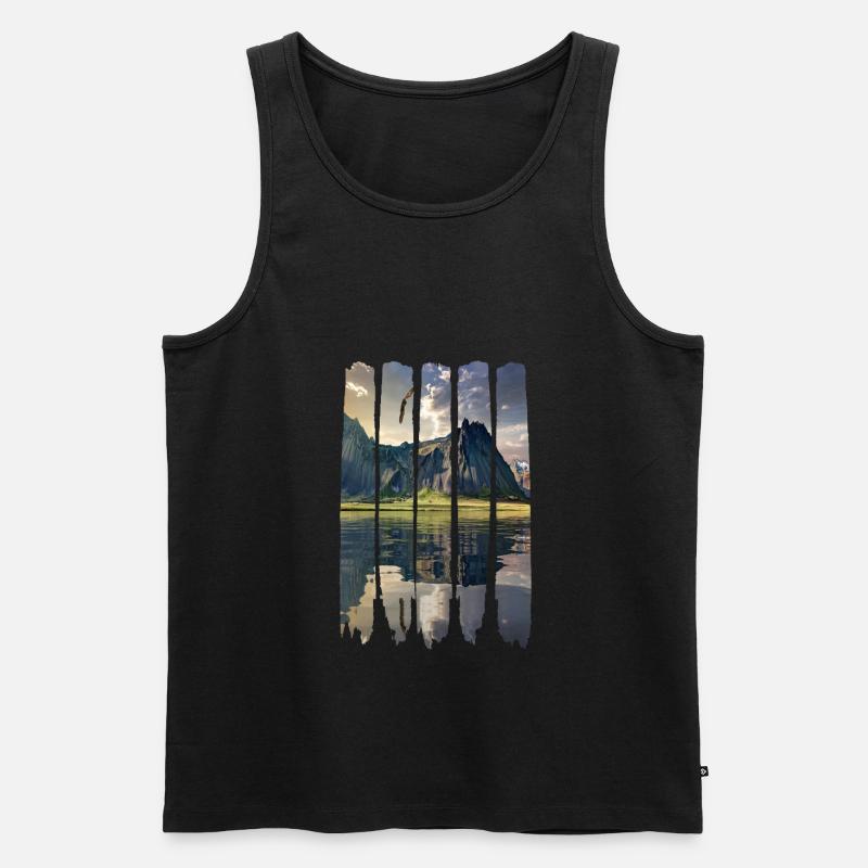 See Adler Berge - Männer Premium Bio Tank Top - Schwarz