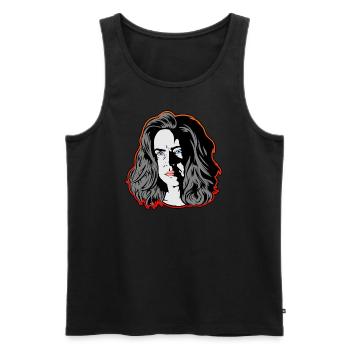 Eine Frau wie aus einem noir Film orange - Männer Premium Bio Tank Top - Schwarz - Vorne - AI Model Male 178 light (178cm)