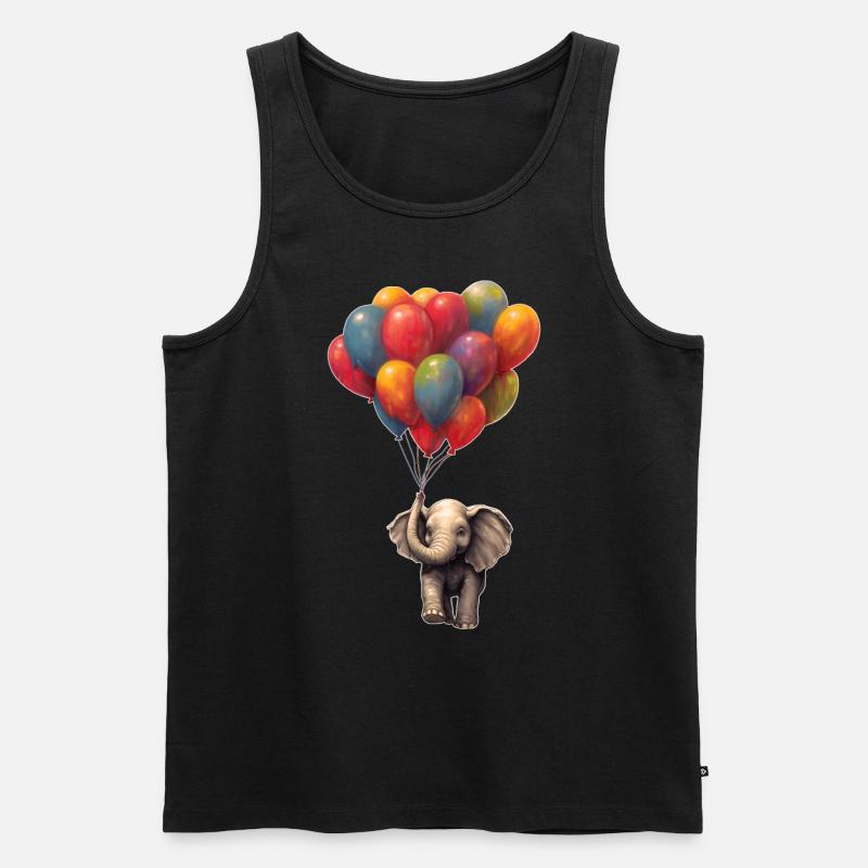 Elefant mit Luftballon - Männer Premium Bio Tank Top - Schwarz
