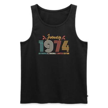 Januar 1974 Geburtstag Januar 1974 Retro - Männer Premium Bio Tank Top - Schwarz - Vorne - Michal (187cm)