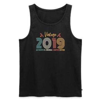 Birthday 2019 Birthday Born in 2019 Retro - Men's Premium Organic Tank Top - black - Front - AI Model Male 178 light (178cm)