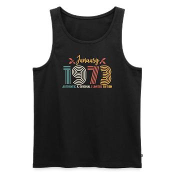 Januar 1973 Geburtstag Januar 1973 Retro - Männer Premium Bio Tank Top - Schwarz - Vorne - Michal (187cm)