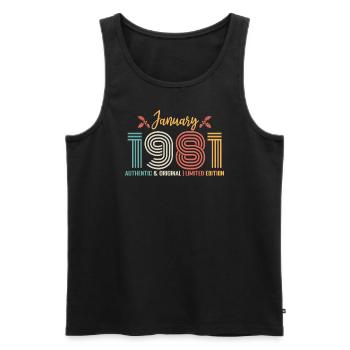 Januar 1981 Geburtstag Januar 1981 Retro - Männer Premium Bio Tank Top - Schwarz - Vorne - AI Model Male 178 light (178cm)
