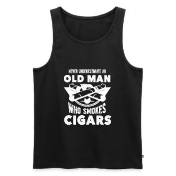 Zigarre rauchen Alter Mann raucht Zigarren - Männer Premium Bio Tank Top - Schwarz - Vorne - AI Model Male 178 light (178cm)