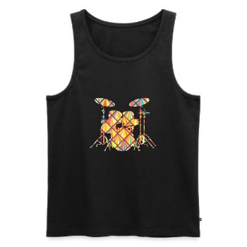 Drum Set Drum Set Geometric - Männer Premium Bio Tank Top - Schwarz - Vorne - AI Model Male 178 light (178cm)