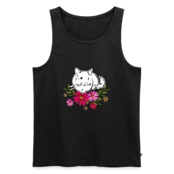 Chinchilla mit Blumen - Männer Premium Bio Tank Top - Schwarz - Vorne - Michal (187cm)