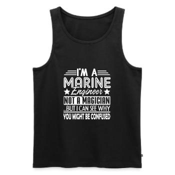 Ingénieur maritime Je suis un ingénieur maritime - Débardeur bio Premium Homme - noir - Devant - Michal (187cm)