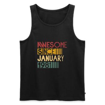 Born in January 1981 retro birthday - Men's Premium Organic Tank Top - black - Front - Michal (187cm)