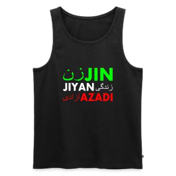 Jin jiyan azadi زن زندگی آزادی - Débardeur bio Premium Homme - noir - Devant - AI Model Male 178 light (178cm)