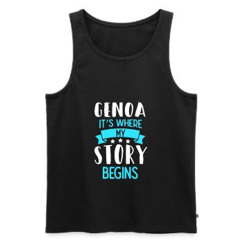 Spruch Genua ist wo meine Geschichte beginnt. - Männer Premium Bio Tank Top - Schwarz - Vorne - Michal (187cm)