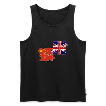 China Great Britain Flag Chinese British - Men's Premium Organic Tank Top - black - Front - AI Model Male 178 light (178cm)