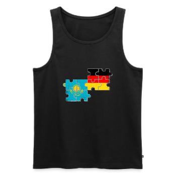 Kasachstan Deutschland Flagge - Männer Premium Bio Tank Top - Schwarz - Vorne - Michal (187cm)