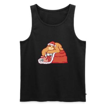 Sloth as Santa Claus with Christmas present - Men's Premium Organic Tank Top - black - Front - Michal (187cm)