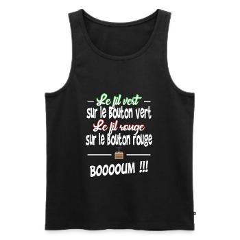 fil vert , fil rouge - Débardeur bio Premium Homme - noir - Devant - AI Model Male 178 light (178cm)