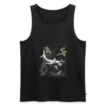 Vintage steampunk nautical design shark - Men's Premium Organic Tank Top - black - Front - AI Model Male 178 light (178cm)