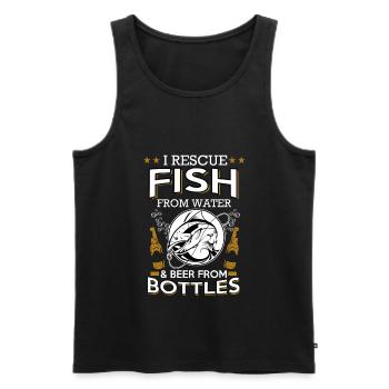 Angeln, Bier, Fisch, Fischen, Bierflasche - Männer Premium Bio Tank Top - Schwarz - Vorne - Michal (187cm)