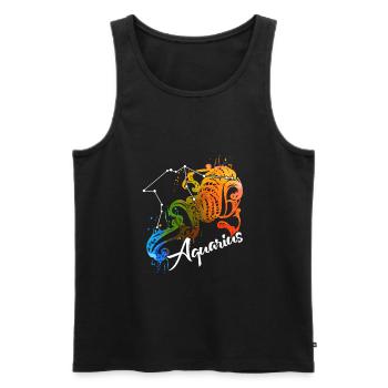 Aquarius AQUARIUS shirt - Men's Premium Organic Tank Top - black - Front - Michal (187cm)