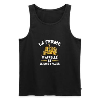 t-shirt ferme agriculture agriculteur ferme paysan - Débardeur bio Premium Homme - noir - Devant - Michal (187cm)