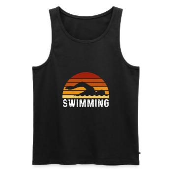 Retro Schwimmer vintage T-Shirt schwimmen - Männer Premium Bio Tank Top - Schwarz - Vorne - Michal (187cm)