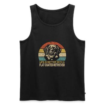 Flat Coated Retriever Rétro Vintage - Débardeur bio Premium Homme - noir - Devant - Michal (187cm)